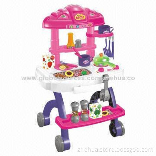 Kid's electronic barbecue cart play set with light and music